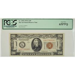 1934A $20 Hawaii Federal Reserve Note PCGS 65