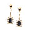 Image 1 : Plated 18KT Yellow Gold 2.05ctw Black Sapphire and Diamond Earrings