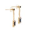 Image 2 : Plated 18KT Yellow Gold 2.05ctw Black Sapphire and Diamond Earrings