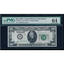 1928A $20 Boston Federal Reserve Note PMG 64