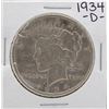 Image 1 : 1934-D $1 Peace Silver Dollar Coin