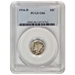 1916-D Mercury Dime Coin PCGS G06