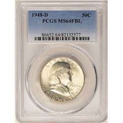 1948-D Franklin Half Dollar Coin PCGS MS64FBL