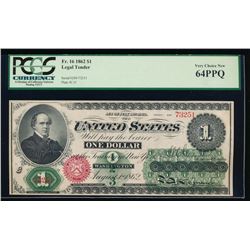 1862 $1 Legal Tender Note PCGS 64PPQ