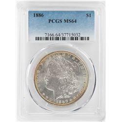 1886 $1 Morgan Silver Dollar Coin PCGS MS64