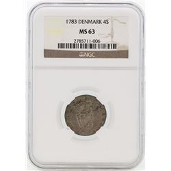 1783 Denmark 4 Skilling Coin NGC MS63