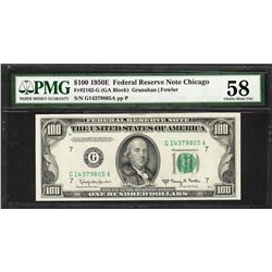 1950E $100 Federal Reserve Note Chicago Fr.2162-G PMG About Uncirculated 58