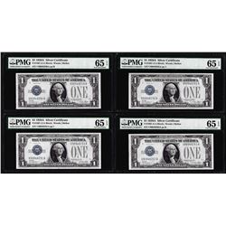 (4) Consecutive 1928A $1 Silver Certificate Notes Fr.1601 PMG Gem Uncirculated 65EPQ