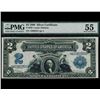 Image 1 : 1899 $2 Mini Porthole Silver Certificate PMG 55