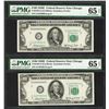Image 1 : Lot of (2) 1950E $100 Federal Reserve Notes Chicago PMG Gem Uncirculated 65EPQ