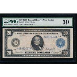 1914 $20 Boston Federal Reserve Note PMG 30