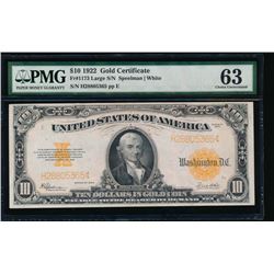 1922 $10 Gold Certificate PMG 63