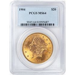 1904 $20 Liberty Head Double Eagle Gold Coin PCGS MS64