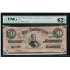 Image 1 : 1864 $50 Confederate States of America Note PMG 62EPQ