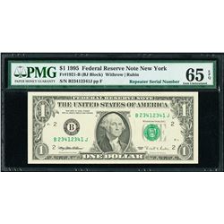 1995 $1 Repeater Serial Federal Reserve Note PMG 65EPQ
