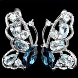 Natural Butterfly Sky & London Topaz Pendant Earring