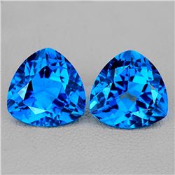 Natural  AAA Swiss Blue Topaz Pair 9.00 MM - Flawless