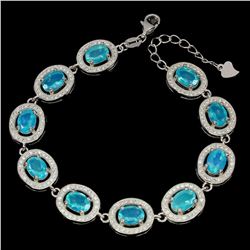 Natural Oval Blue Fire Opal Bracelet