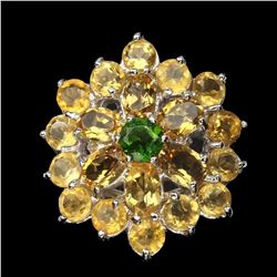 Natural  Oval Citrine 6x4 mm Chrome Diopside Ring