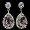 Image 1 : Natural Emerald Rhodolite Garnet Tanzanite Earrings