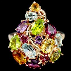 MULTI COLOR TOPAZ RHODOLITE CITRINE PERIDOT Ring