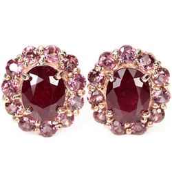 Natural RED RUBY & RHODOLITE GARNET Earrings