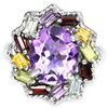 Image 1 : NATURAL AMETHYST, TOPAZ, CITRINE, PERIDOT & GARNET Ring