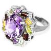 Image 3 : NATURAL AMETHYST, TOPAZ, CITRINE, PERIDOT & GARNET Ring
