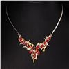 Image 1 : Handmade Natural Red Coral Emerald Sapphire Necklace