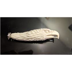 Hand Carved Antler 3D Eagle Pendant