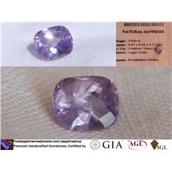 Violet Sapphire, unheated, premium cut | GIA 2.033 ct