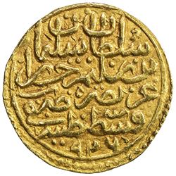 OTTOMAN EMPIRE: Suleyman I, 1520-1566, AV sultani (3.47g), Kostantiniye, AH926. EF
