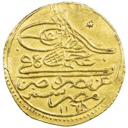 EGYPT: Osman III, 1754-1757, AV zeri mahbub (2.55g), Misr, AH1168. EF