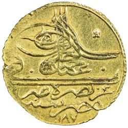 EGYPT: Abdul Hamid I, 1774-1789, AV zeri mahbub (2.28g), Misr, AH1187 year 1. EF