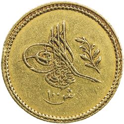 EGYPT: Abdul Mejid, 1839-1861, AV 100 qirsh, Misr, AH1255 year 2. VF-EF