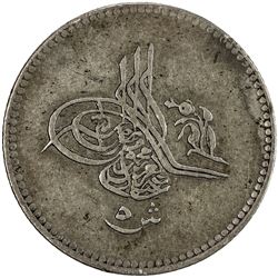 EGYPT: Abdul Aziz, 1861-1876, AR 5 qirsh, Misr, AH1277 year 2. F-VF
