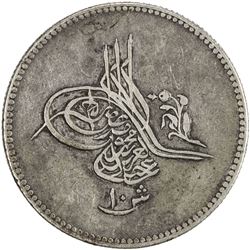 EGYPT: Abdul Aziz, 1861-1876, AR 10 qirsh, Misr, AH1277 year 2. F-VF