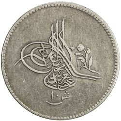 EGYPT: Abdul Aziz, 1861-1876, AR 10 qirsh, Misr, AH1277 year 4. VF