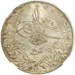 EGYPT: Abdul Hamid II, 1876-1909, AR 20 qirsh, Misr, AH1293-W year 10. NGC MS63