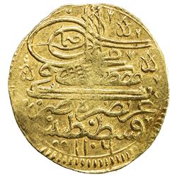 TURKEY: Mustafa II, 1695-1703, AV sultani (3.48g), Kostantiniye, AH1106. EF