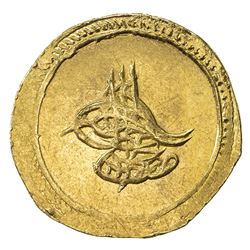 TURKEY: Mustafa IV, 1807-1808, AV sultani (altin) (3.20g), Kostantiniye, AH1222 year 1. BU