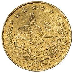 TURKEY: Abdul Hamid II, 1876-1909, AV 100 kurush, Kostantiniye, AH1293 year 15. F