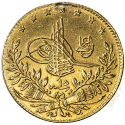 TURKEY: Abdul Hamid II, 1876-1909, AV 50 kurush, Kostantiniye, AH1293 year 15. VF-EF