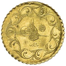 TURKEY: Abdul Hamid II, 1876-1909, AV 12 1/2 kurush deluxe (0.87g), Kostantiniye, AH1293 year 25. EF