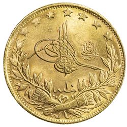 TURKEY: Mehmet V, 1909-1918, AV 100 Kurush, Kostantiniye, AH1327 year 10. AU