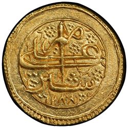 BARAKZAI: Sher 'Ali, 1863-1879, AV mohur (10.86g), Kabul, AH1288. PCGS MS63