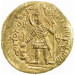 KUSHAN: Vasu Deva I, ca. 191-230+, AV dinar (7.78g). AU