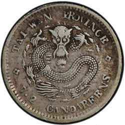 TAIWAN: Kuang Hsu, 1875-1908, AR 10 cents, ND (1893-94). PCGS VF30