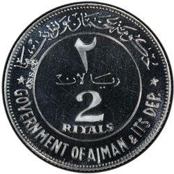 AJMAN: Rashid Bin Hamad al-Naimi, 1928-1981, AR 2 riyals, 1970/AH1390. PCGS SP67