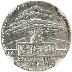 LEBANON: French Mandate, AR 10 piastres, 1929. NGC SP